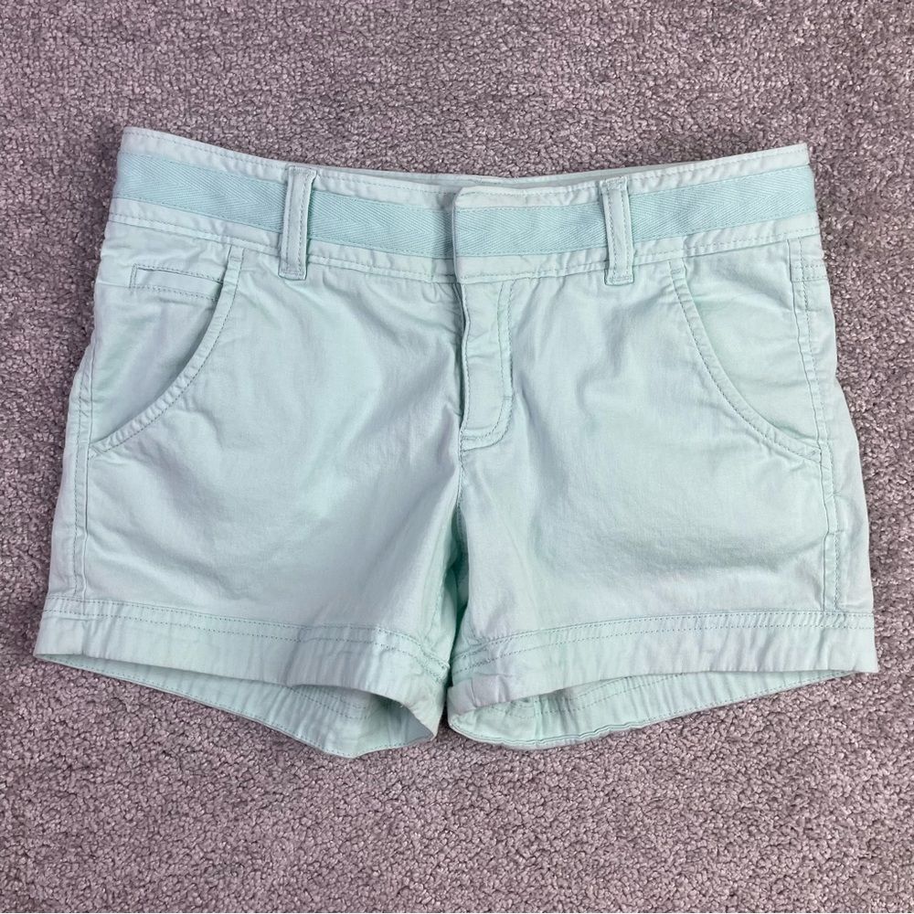 Athleta Fo Sho Shorts Women’s 0 Mint Green Low Rise Relaxed Fit Cotton Stretch